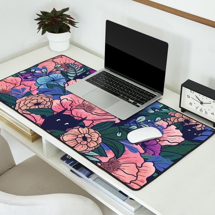 Wild Flowers (on Blue) Desk Mat Gallery Image 2