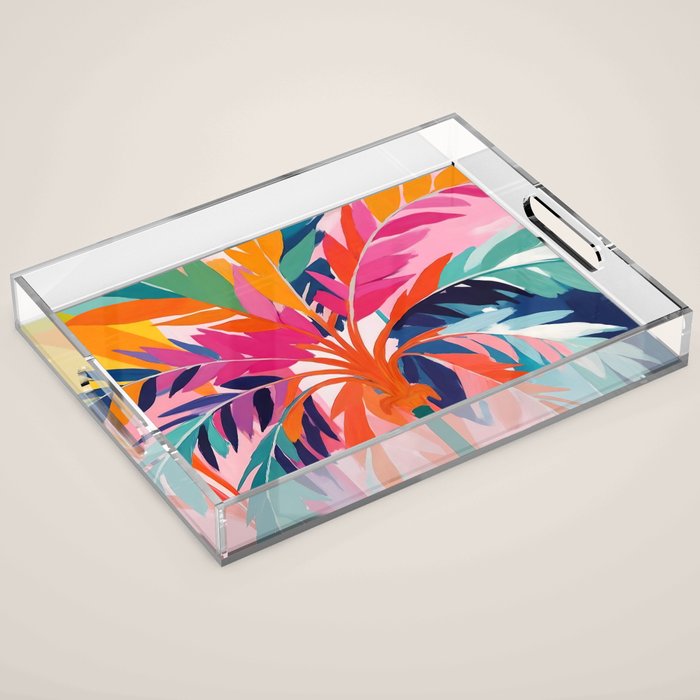 Colorful Tropical Palm Tree  Acrylic Tray Gallery Image 1