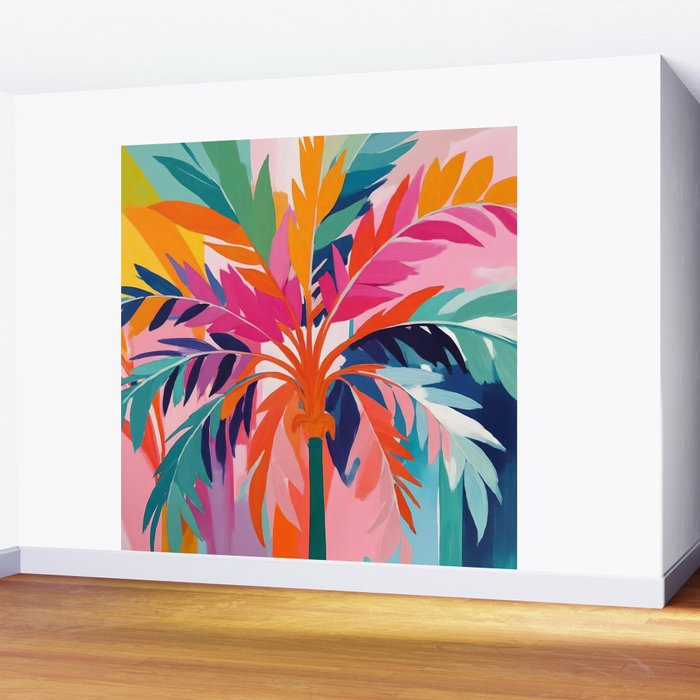 Colorful Tropical Palm Tree  Wall Mural Gallery Image 2