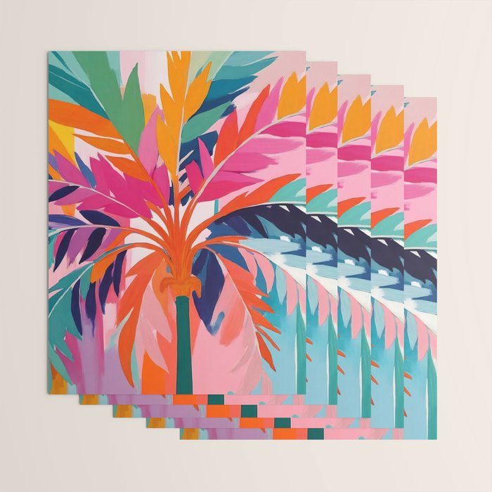 Colorful Tropical Palm Tree  Wrapping Paper Gallery Image 3