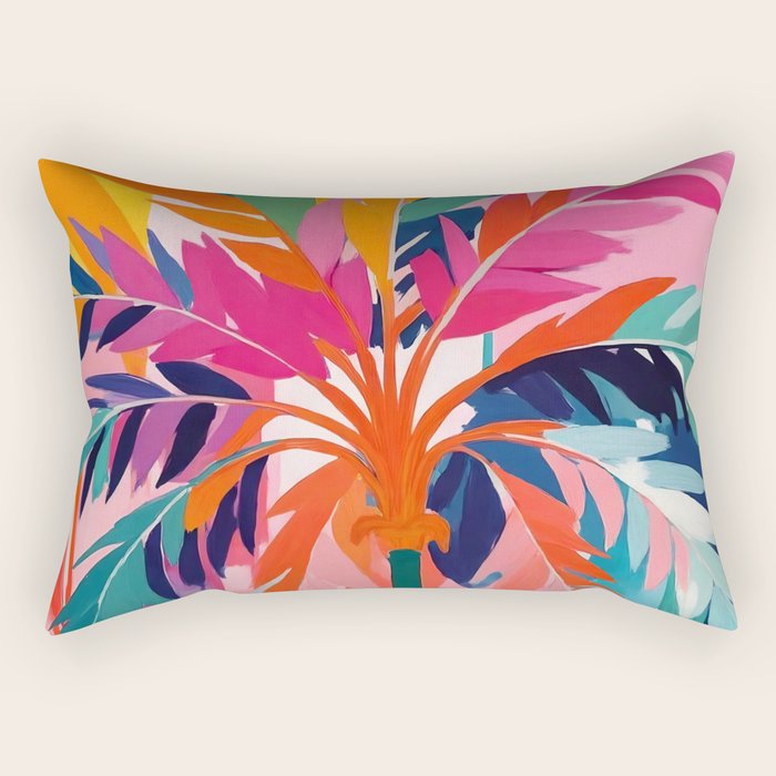 Colorful Tropical Palm Tree  Rectangular Pillow Gallery Image 2