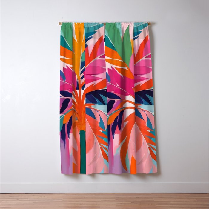 Colorful Tropical Palm Tree  Window Curtain Gallery Image 3
