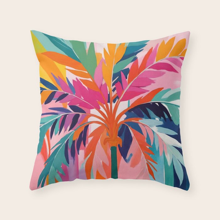 Colorful Tropical Palm Tree  Throw Pillow Gallery Image 6