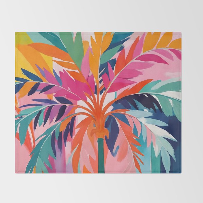 Colorful Tropical Palm Tree  Throw Blanket Gallery Image 2