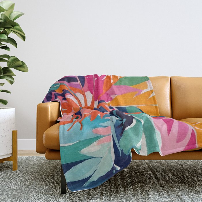 Colorful Tropical Palm Tree  Throw Blanket Gallery Image 2