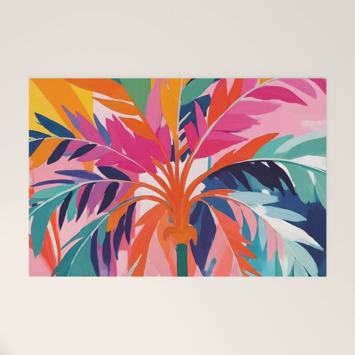 Colorful Tropical Palm Tree  Welcome Mat Gallery Image 1