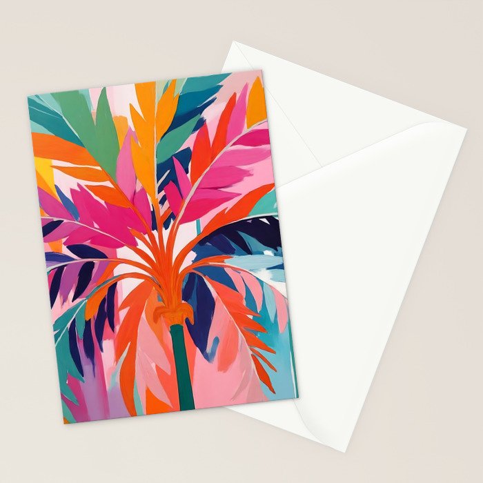 Colorful Tropical Palm Tree  Stationery Card Gallery Image 2