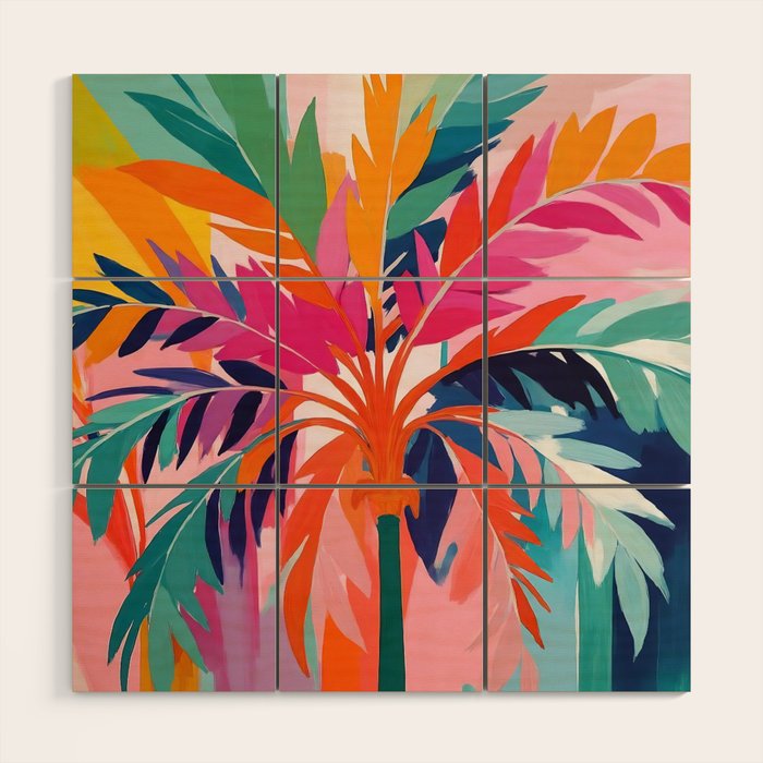 Colorful Tropical Palm Tree  Wood Wall Art