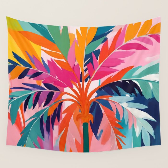Colorful Tropical Palm Tree  Wall Tapestry Gallery Image 4