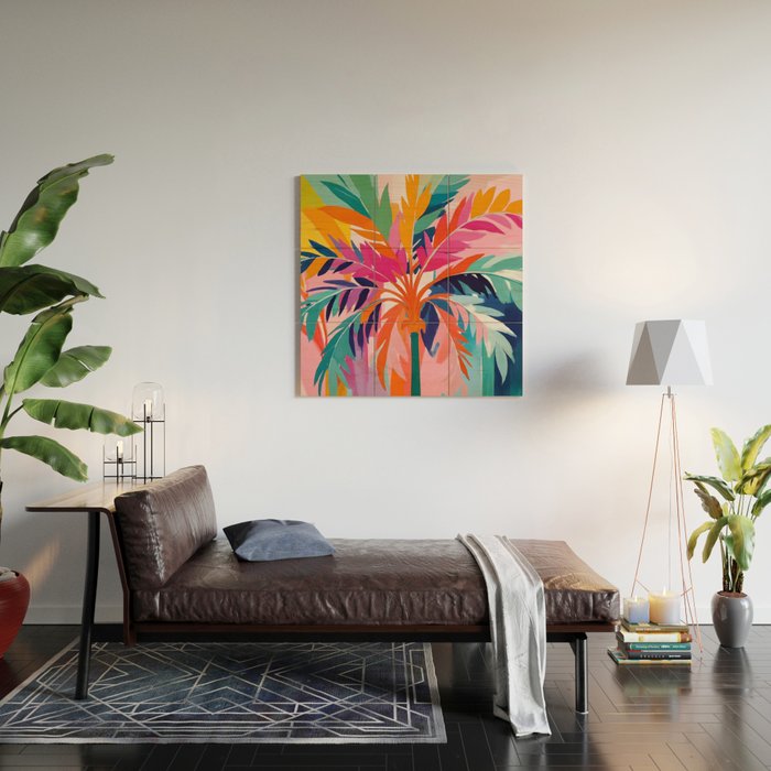 Colorful Tropical Palm Tree  Wood Wall Art Gallery Image 2