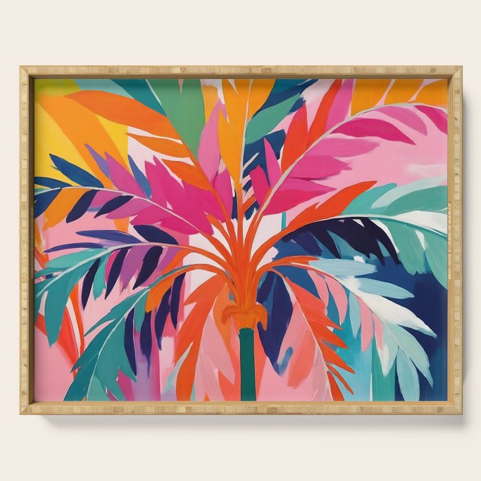 Colorful Tropical Palm Tree  Serving Tray Gallery Image 1