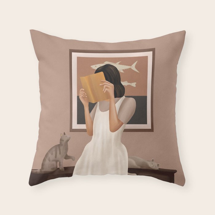 Losing Myself in a Book Throw Pillow Gallery Image 1