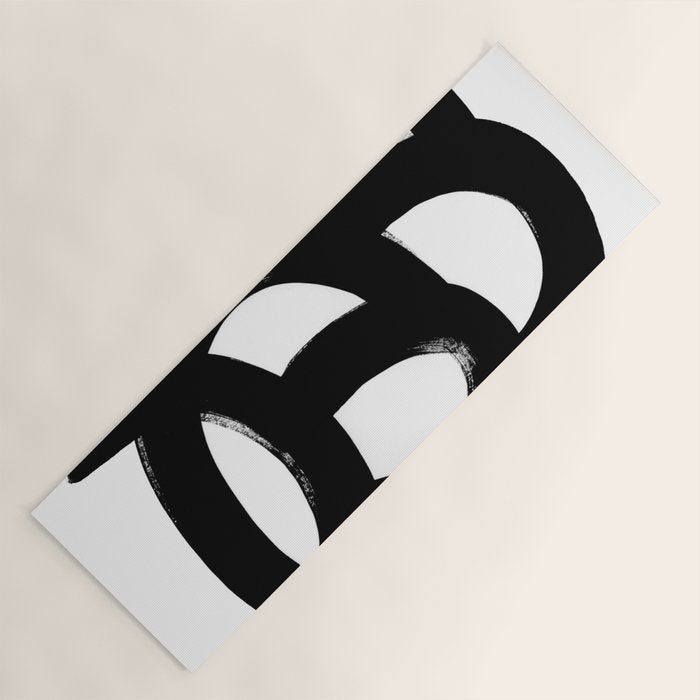 Black & White Minimalist Abstract Mid century Ink Art Dark Brush Strokes Yoga Mat Gallery Image 1