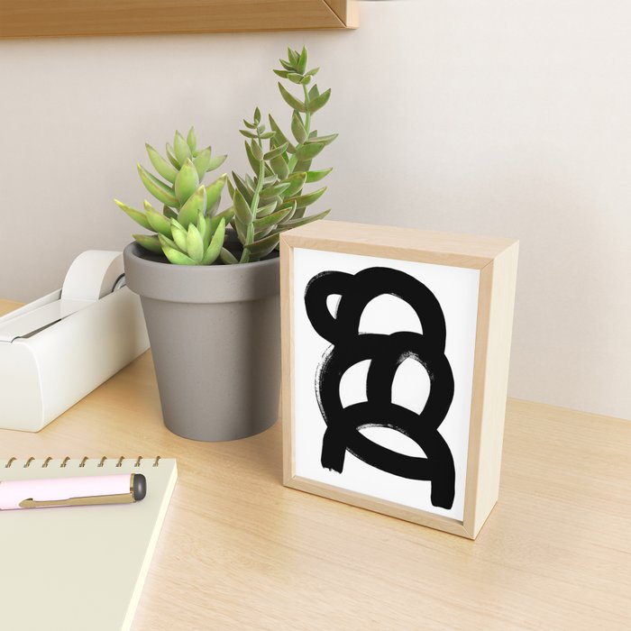 Black & White Minimalist Abstract Mid century Ink Art Dark Brush Strokes Mini Art Print Gallery Image 2