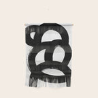 Black & White Minimalist Abstract Mid century Ink Art Dark Brush Strokes Wall Hanging Gallery Image 1