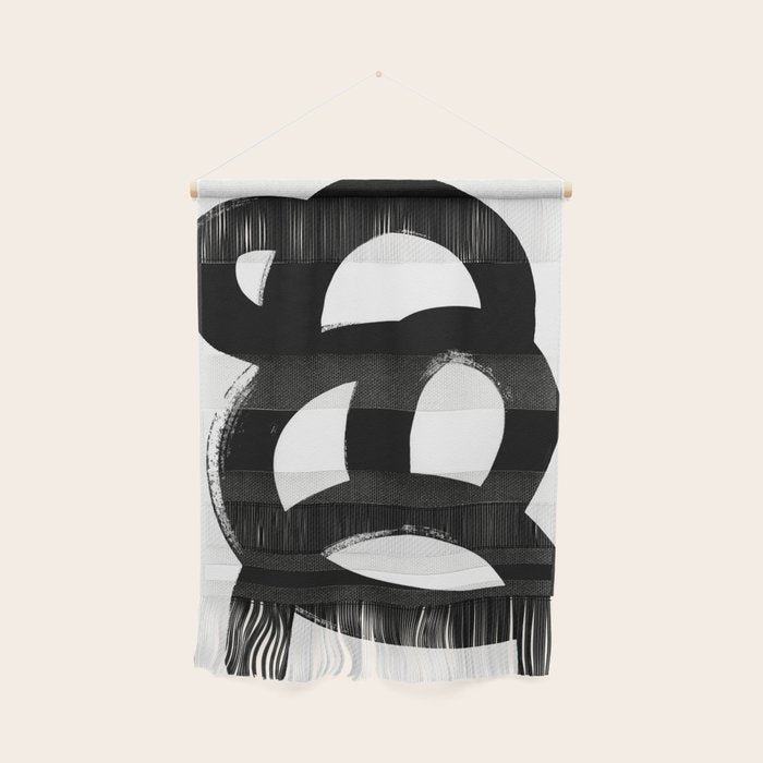 Black & White Minimalist Abstract Mid century Ink Art Dark Brush Strokes Wall Hanging Gallery Image 1