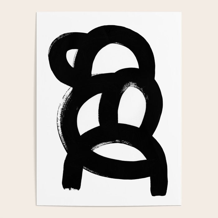 Black & White Minimalist Abstract Mid century Ink Art Dark Brush Strokes Poster Gallery Image 4