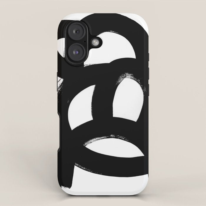 Black & White Minimalist Abstract Mid century Ink Art Dark Brush Strokes iPhone Case Gallery Image 1