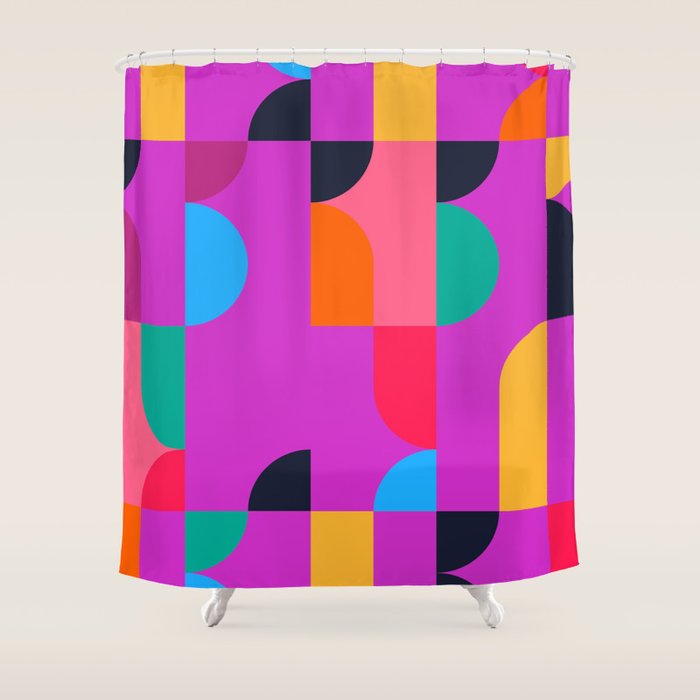 Colorful Geometric Shapes Shower Curtain Gallery Image 1