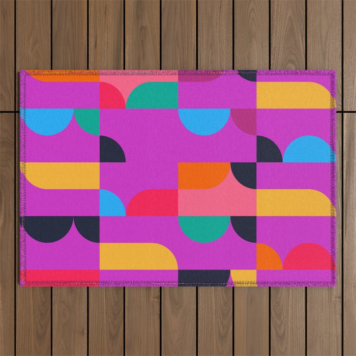 Colorful Geometric Shapes Outdoor Rug Gallery Image 1