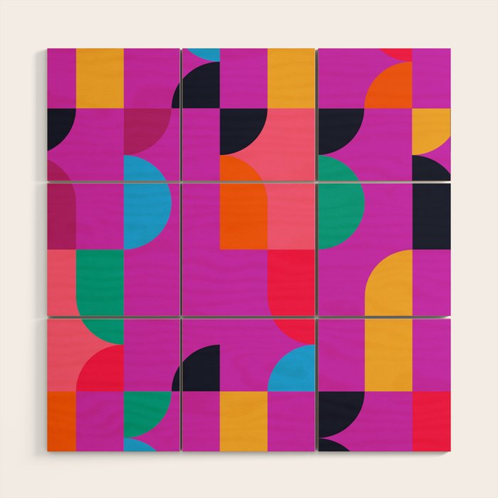 Colorful Geometric Shapes Wood Wall Art Gallery Image 1