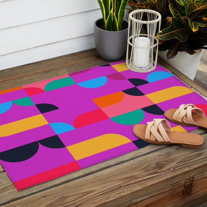 Colorful Geometric Shapes Outdoor Rug Gallery Image 2