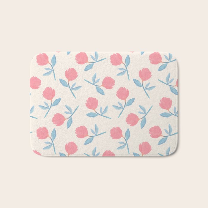 Peony Flower Gouache Illustration  Bath Mat Gallery Image 1