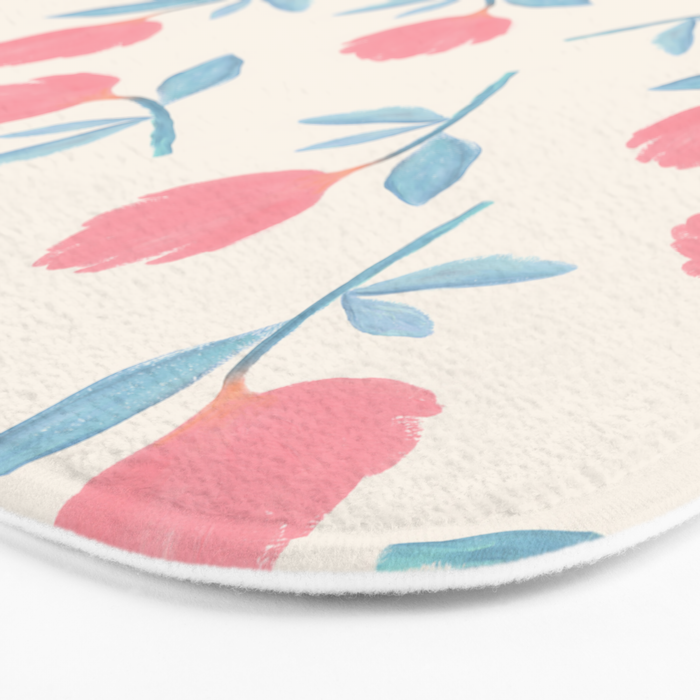 Peony Flower Gouache Illustration  Bath Mat Gallery Image 3