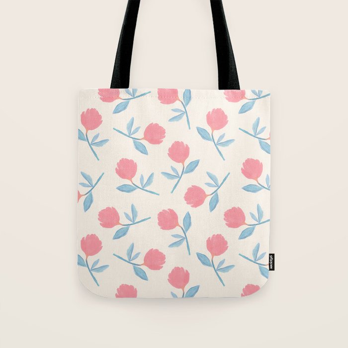 Peony Flower Gouache Illustration  Tote Bag Gallery Image 1