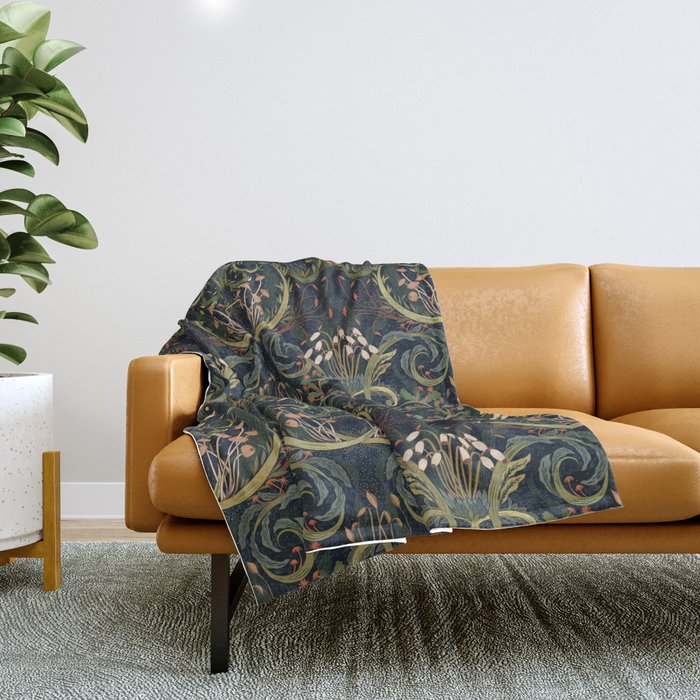 Woodland moss dark Throw Blanket Gallery Image 1