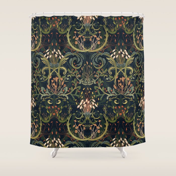 Woodland Moss Dark Shower Curtain