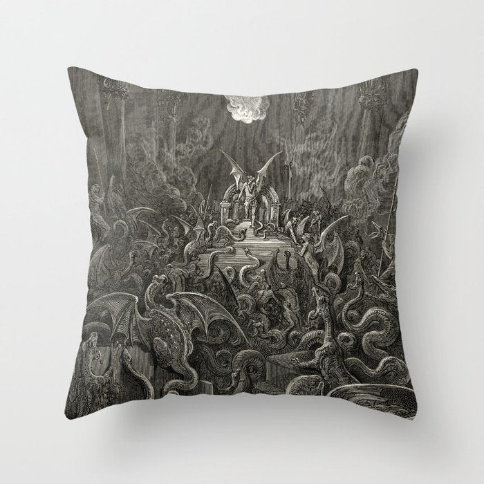 Gustave Doré - The lost paradise Throw Pillow Gallery Image 1