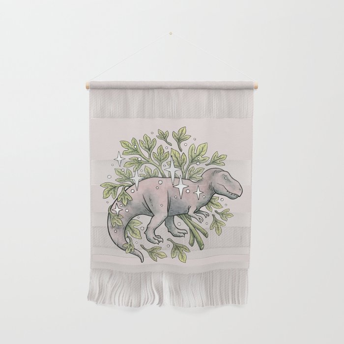 Tyrannosaurus & Sassafras | Dinosaur Botanical Art Wall Hanging Gallery Image 1