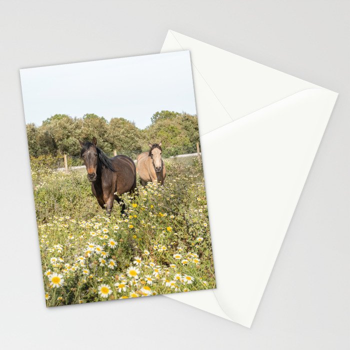 Horses in a Field of Wildflowers | Portugal Travel Art Print | Animal Photography in Europe Stationery Card Gallery Image 2