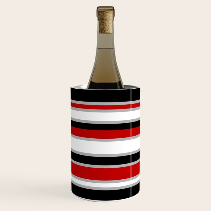 Modern Horizontal Stripes // Red, Gray, Black and White Wine Chiller Gallery Image 1