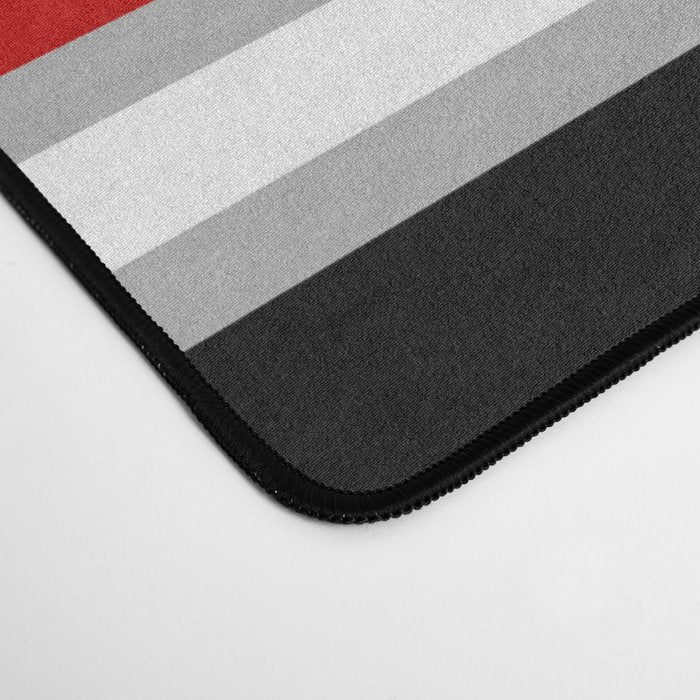 Modern Horizontal Stripes // Red, Gray, Black and White Desk Mat Gallery Image 4