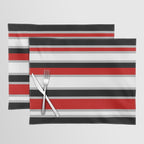 Modern Horizontal Stripes // Red, Gray, Black and White Placemat Gallery Image 1