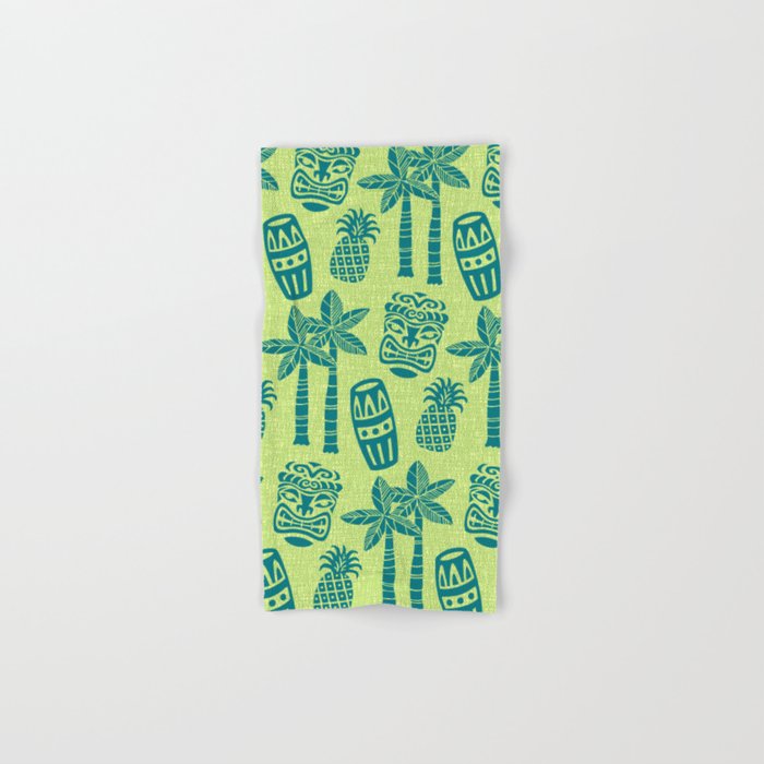 Retro Mid Century Modern Tiki Pattern 543 Green and Chartreuse Tweed Bath Towel Gallery Image 1