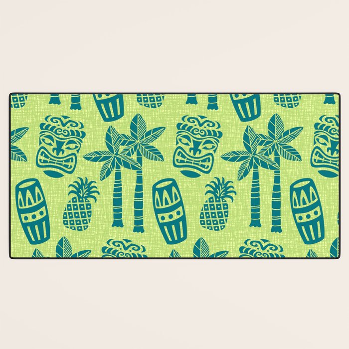 Retro Mid Century Modern Tiki Pattern 543 Green and Chartreuse Tweed Desk Mat Gallery Image 3