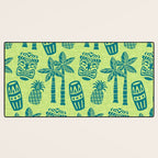 Retro Mid Century Modern Tiki Pattern 543 Green and Chartreuse Tweed Desk Mat Gallery Image 3