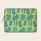 Retro Mid Century Modern Tiki Pattern 543 Green and Chartreuse Tweed Laptop Sleeve Gallery Image 1