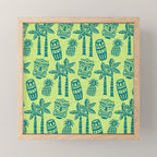 Retro Mid Century Modern Tiki Pattern 543 Green and Chartreuse Tweed Mini Art Print Gallery Image 1