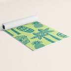 Retro Mid Century Modern Tiki Pattern 543 Green and Chartreuse Tweed Yoga Mat Gallery Image 2