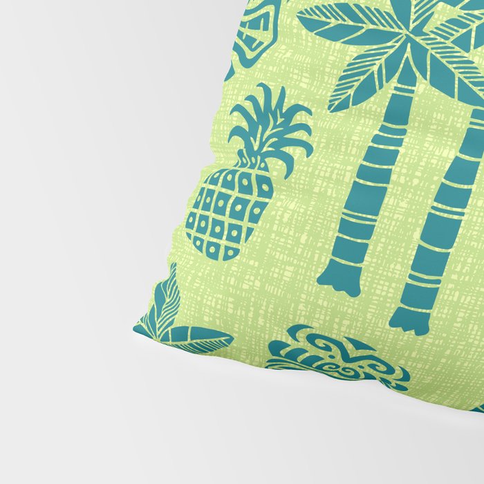 Retro Mid Century Modern Tiki Pattern 543 Green and Chartreuse Tweed Pillow Sham Gallery Image 4