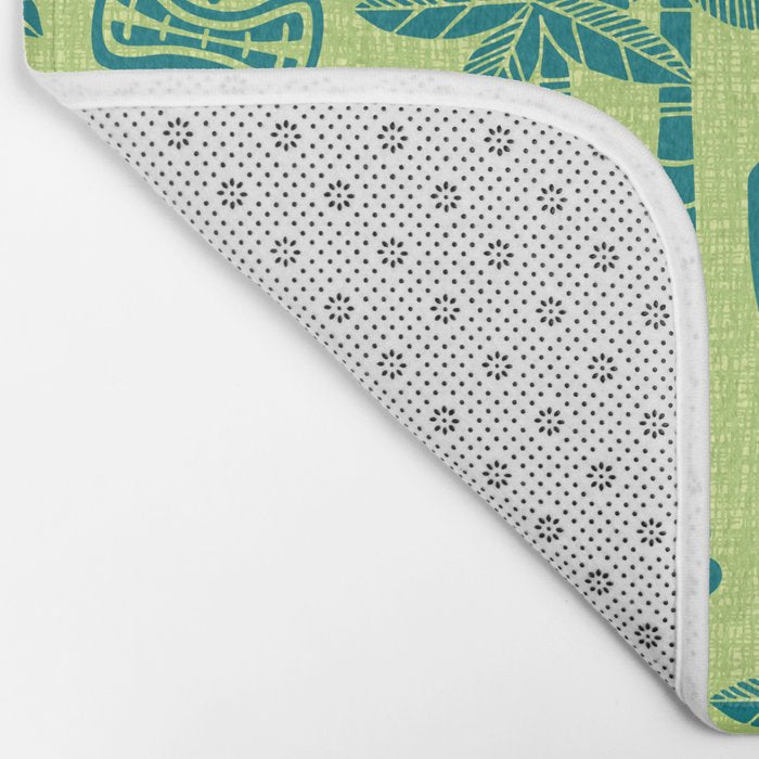 Retro Mid Century Modern Tiki Pattern 543 Green and Chartreuse Tweed Bath Mat Gallery Image 2