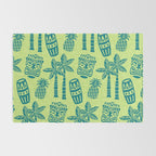 Retro Mid Century Modern Tiki Pattern 543 Green and Chartreuse Tweed Rug Gallery Image 2