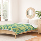 Retro Mid Century Modern Tiki Pattern 543 Green and Chartreuse Tweed Duvet Cover Gallery Image 2