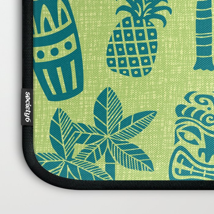 Retro Mid Century Modern Tiki Pattern 543 Green and Chartreuse Tweed Laptop Sleeve Gallery Image 3