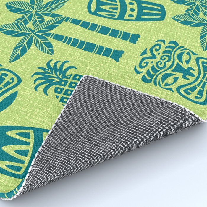 Retro Mid Century Modern Tiki Pattern 543 Green and Chartreuse Tweed Rug Gallery Image 4