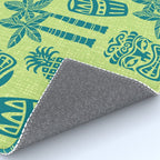 Retro Mid Century Modern Tiki Pattern 543 Green and Chartreuse Tweed Rug Gallery Image 4